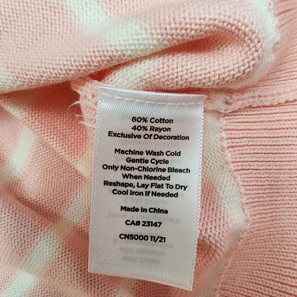 Talbots size Lp sweater pink/white sweater butterfly Lightweight pullover - Picture 4 of 6